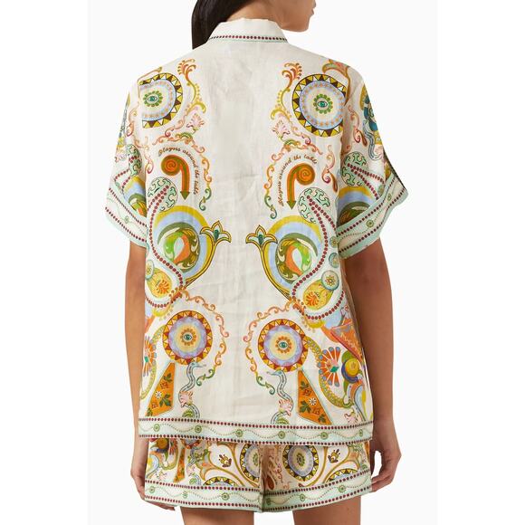 New ALEMAIS Pinball Mullticolor Linen Button-Front Shirt - Picture 4 of 7